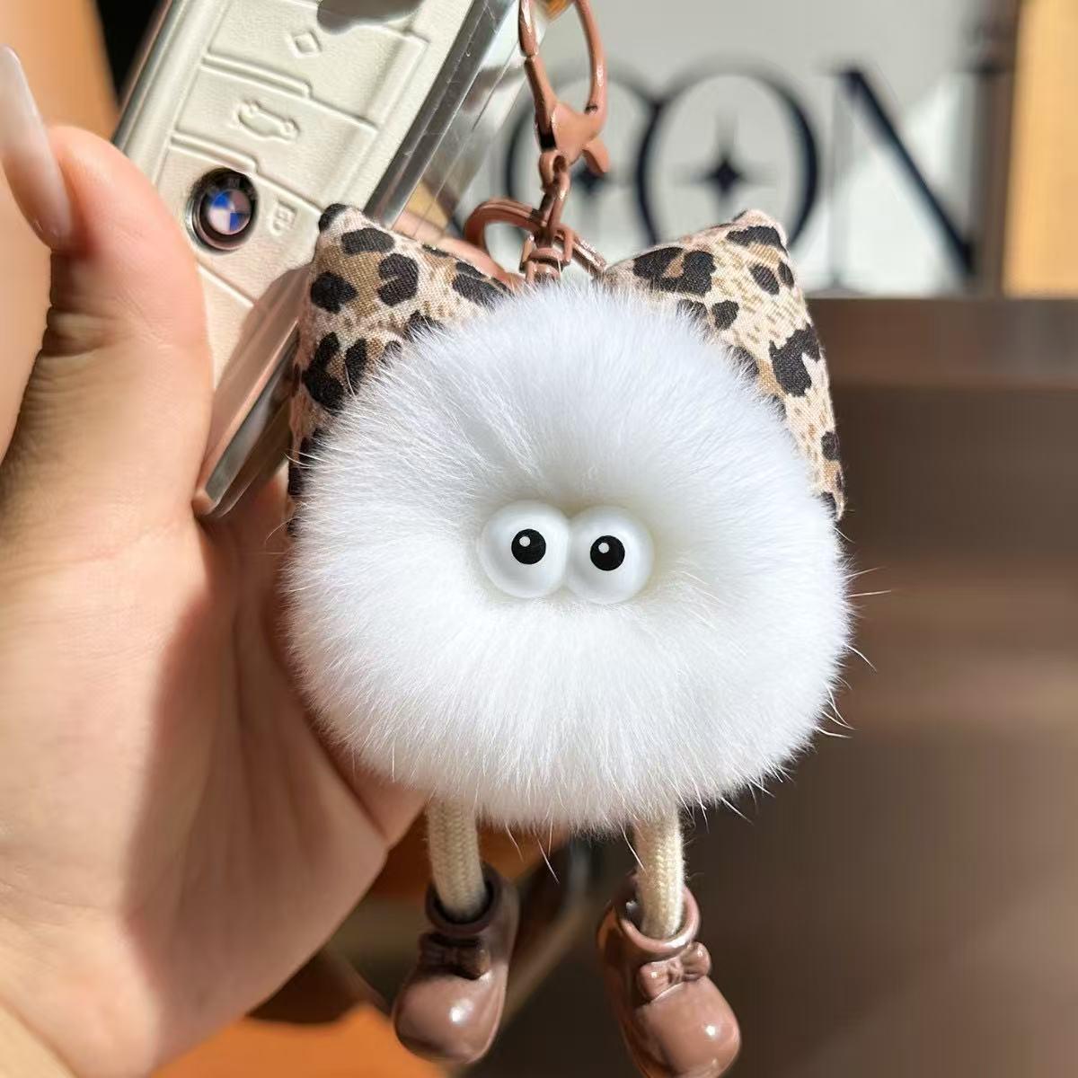 

Rex Rabbit Fur Bow & Coal Ball Doll Keychain Pendant