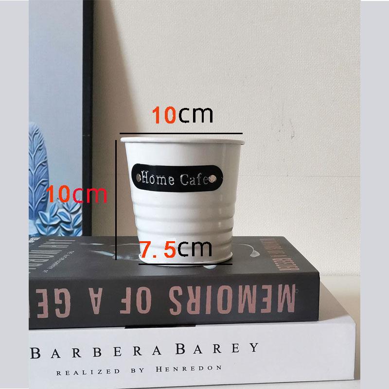 Tin Flower Pot with Hemp Rope Succulent Holder - European Pastoral Wrought Iron Bucket