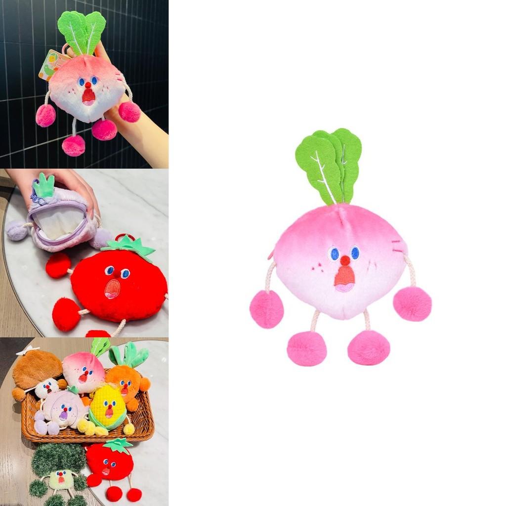 Fun And Quirky Cartoon Vegetable Plush Coin Purse Keyring For Daily Use