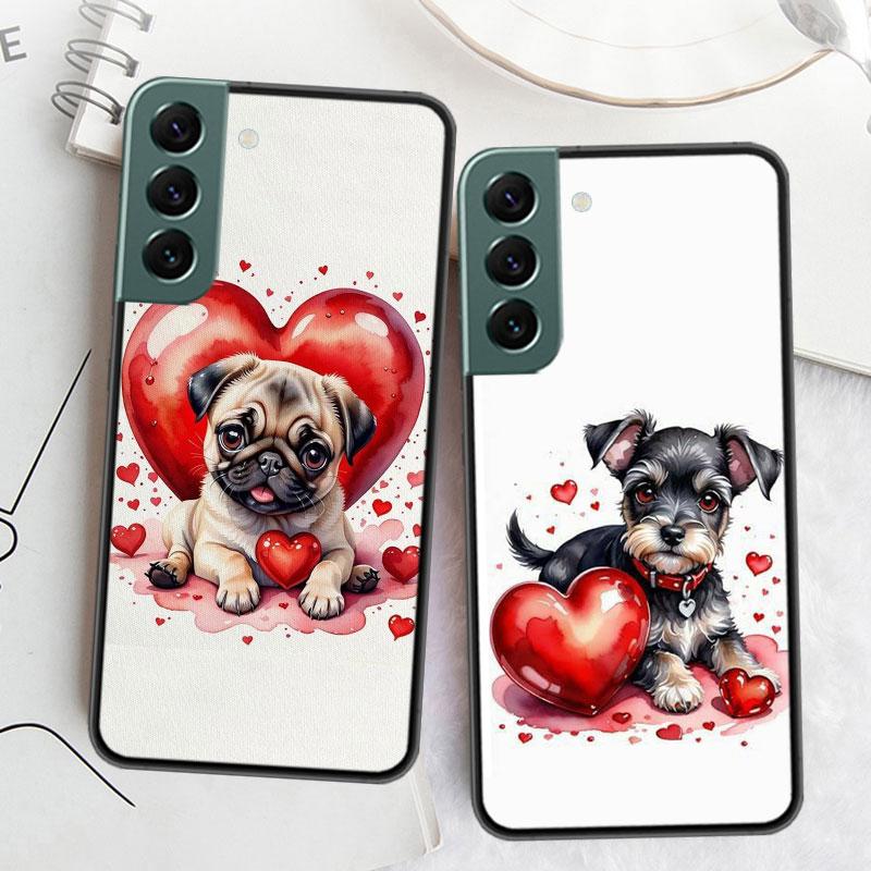 Lovely Puppy Heart Dogs Phone Case For Samsung Galaxy S22 S25 Ultra S21 S10 Plus S26 Edge S20 S23 S24 FE Cover Silicone Soft