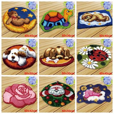 Cartoon Animal Latch Hook Pillow Smyrna Package Hooks Hand Knitted Embroidered Pillow Carpet Embroidery Set Latch Hook Rug Kits