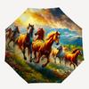 Horses, Sunset Automatic Folding umbrella Compact 8 rib Design, Unique Style, Suitable for Everyday Outdoor Use, Perfect Gift for Friends an
