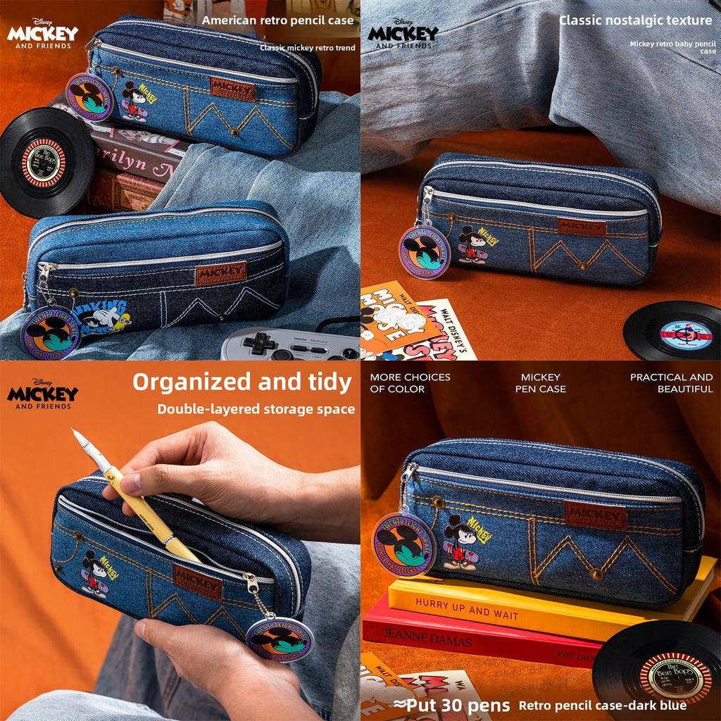 Mickey Mouse Retro Stationery Organizer With Denim Fabric For Middle School And High School