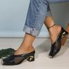 Fashion Coarse-heeled Mesh Full-head Half-slipper 2025 New Style Square Toe Comfortable and Versatile High Heels To Wear Outside