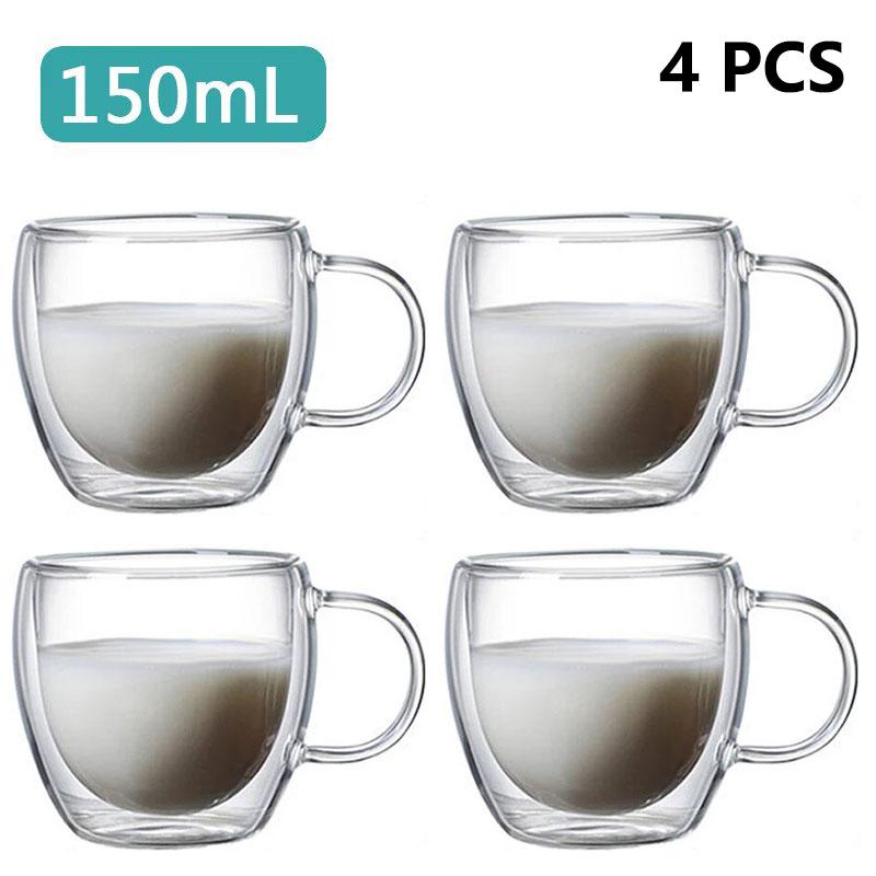 Transparent Glass Coffee Cup Milk Whiskey Tea Beer Double Creative Heat Resistant Cocktail Vodka Wine Mug Tumbler Drinkware Gift