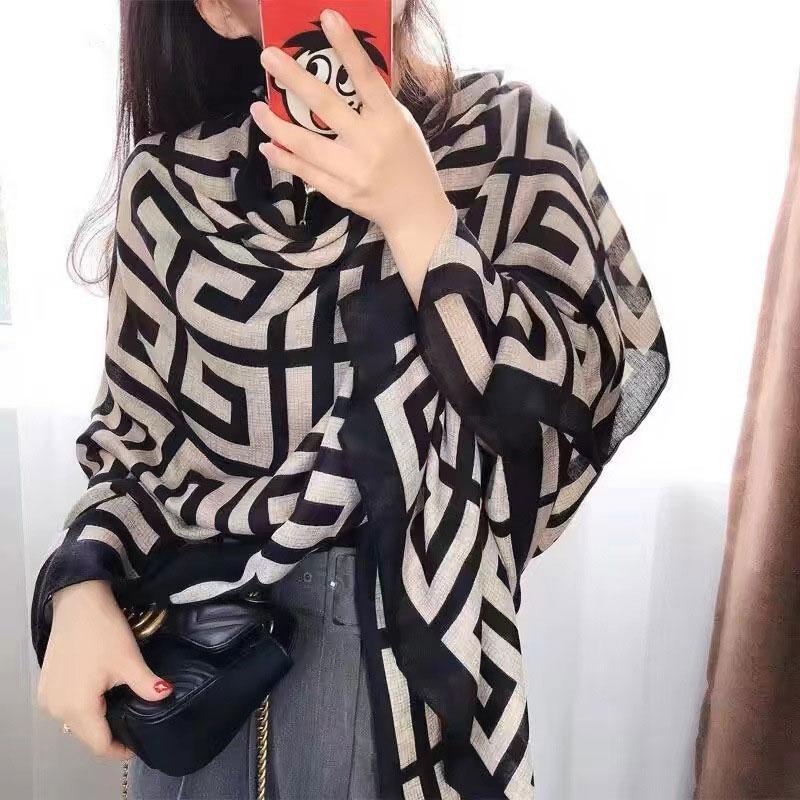 Yto Scarf Women's Korean Version Letter-Style Satin Silk Scarf, Spring And Autumn Outerwear Scarf, Long Beach Scarf, Shawl, Gauze Scarf Cm