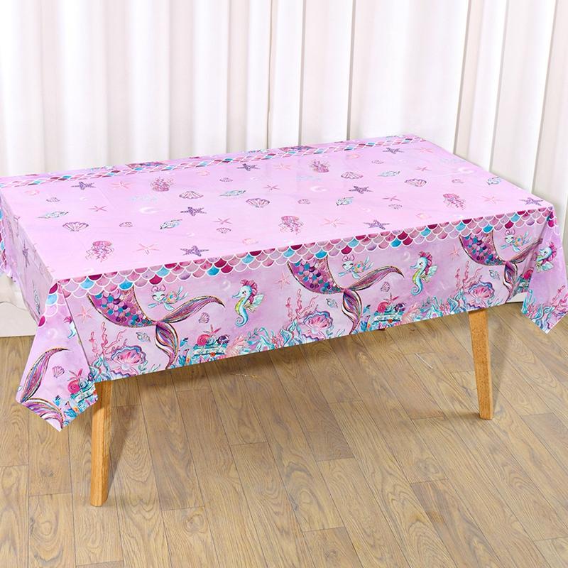Little Mermaid Disposable Tablecloths Mermaid Birthday Party Decor 1st Birthday Girl Under the Sea Party Supplies Baby Shower