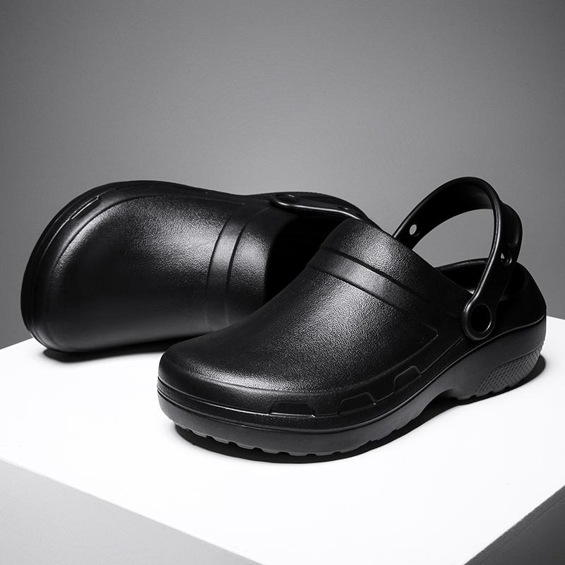 

Летние мужские сандалии повседневные тапочки водонепроницаемые маслостойкие туфли для медсестер поварские дышащие легкие садовые сандалии пляжные аква-туфли 40-41 чёрный