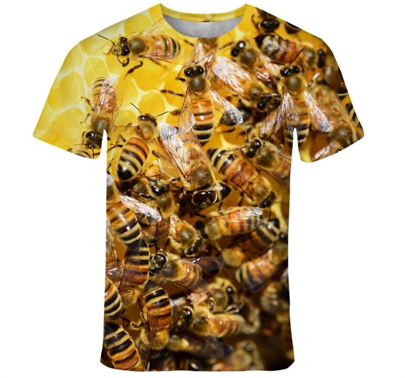

Забавные футболки с графикой медоносной пчелы, летняя мода, короткий рукав, животные, 3D-принт, свободные, повседневные, Харадзюку, мужские футболки 5XL