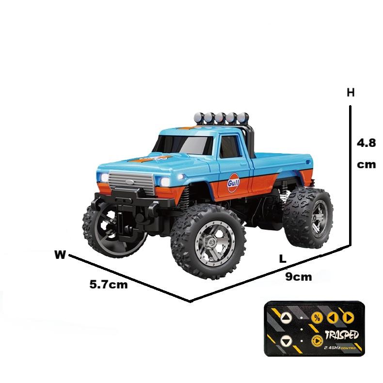 Non-Toxic Mini Rc Car 1/64 Scale Mini Remote Control Monster Truck With Trailer 2.4Ghz & App Remote Control Rechargeable Alloy Shell Mi
