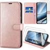 Case - E.F.Connection - for Google Pixel 10 Pro XL - Shockproof Protection Pink Synthetic Leather - 2 Tempered Glass