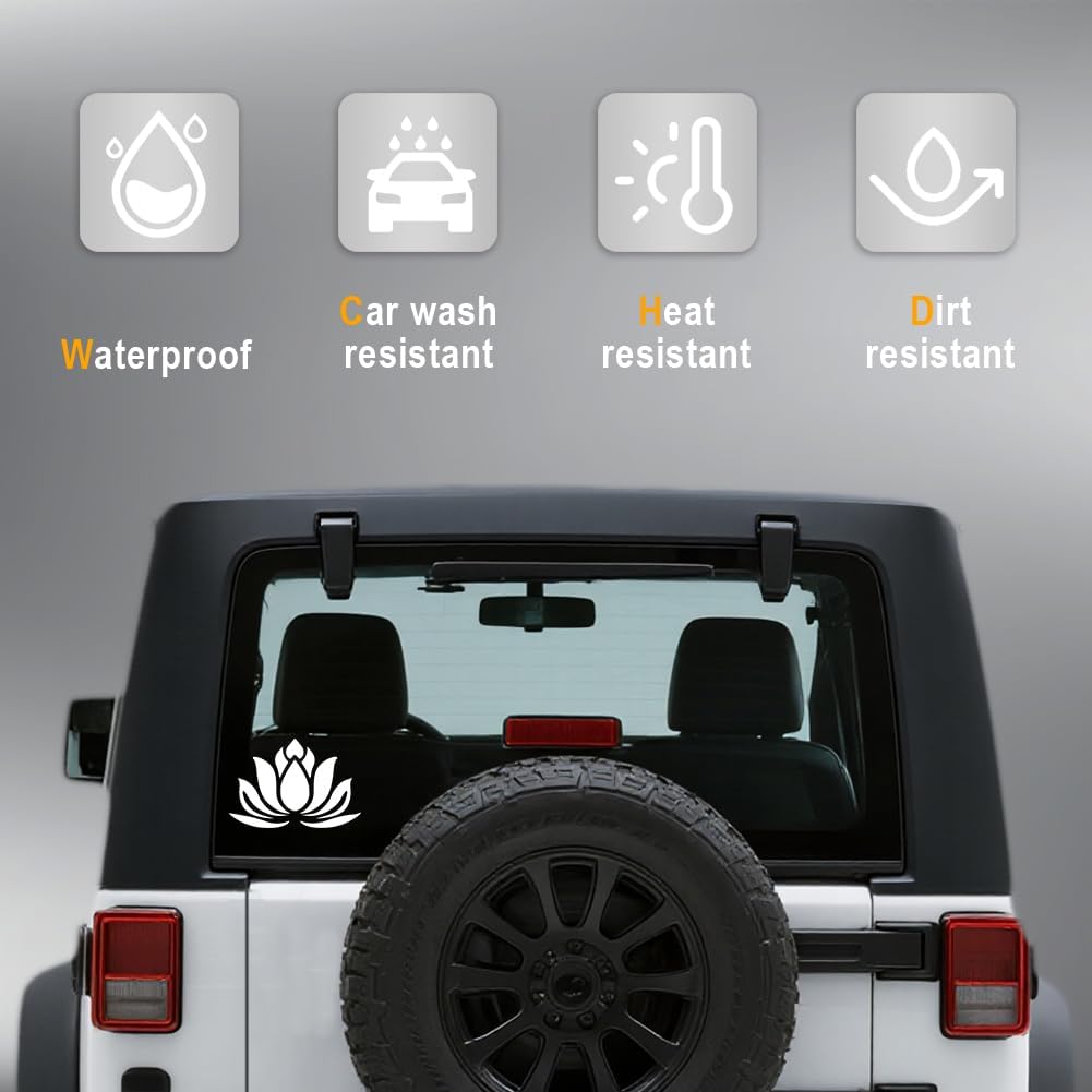 5Pcs Lotus Car Stickers Lotus Yoga Vinyl Car Decals Summer Flower Plastic Vehicle Decoration Decal for Auto Window and Body Cling