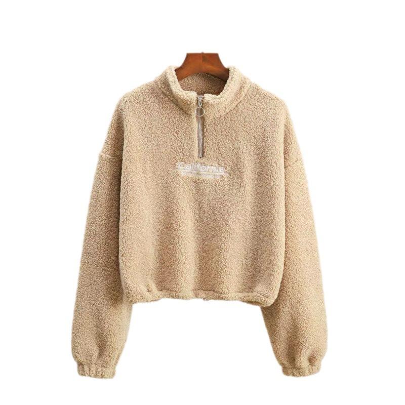 Thickened Lambskin Autumn and Winter Fashion 2024 Women's Sweatshirt Plus Velvet Loose Top