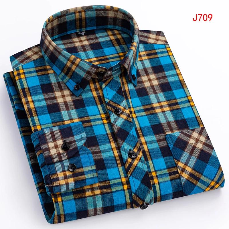 New Autumn Winter Fashion Men Casual Flannel Plaid Long Sleeve Shirts S-8XL Regular Fit Pocket Businessman Dress Shirts Daily