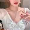 Korean Rhinestone Butterfly Pearl Tassel Necklace Women's Luxury Choker Accessory