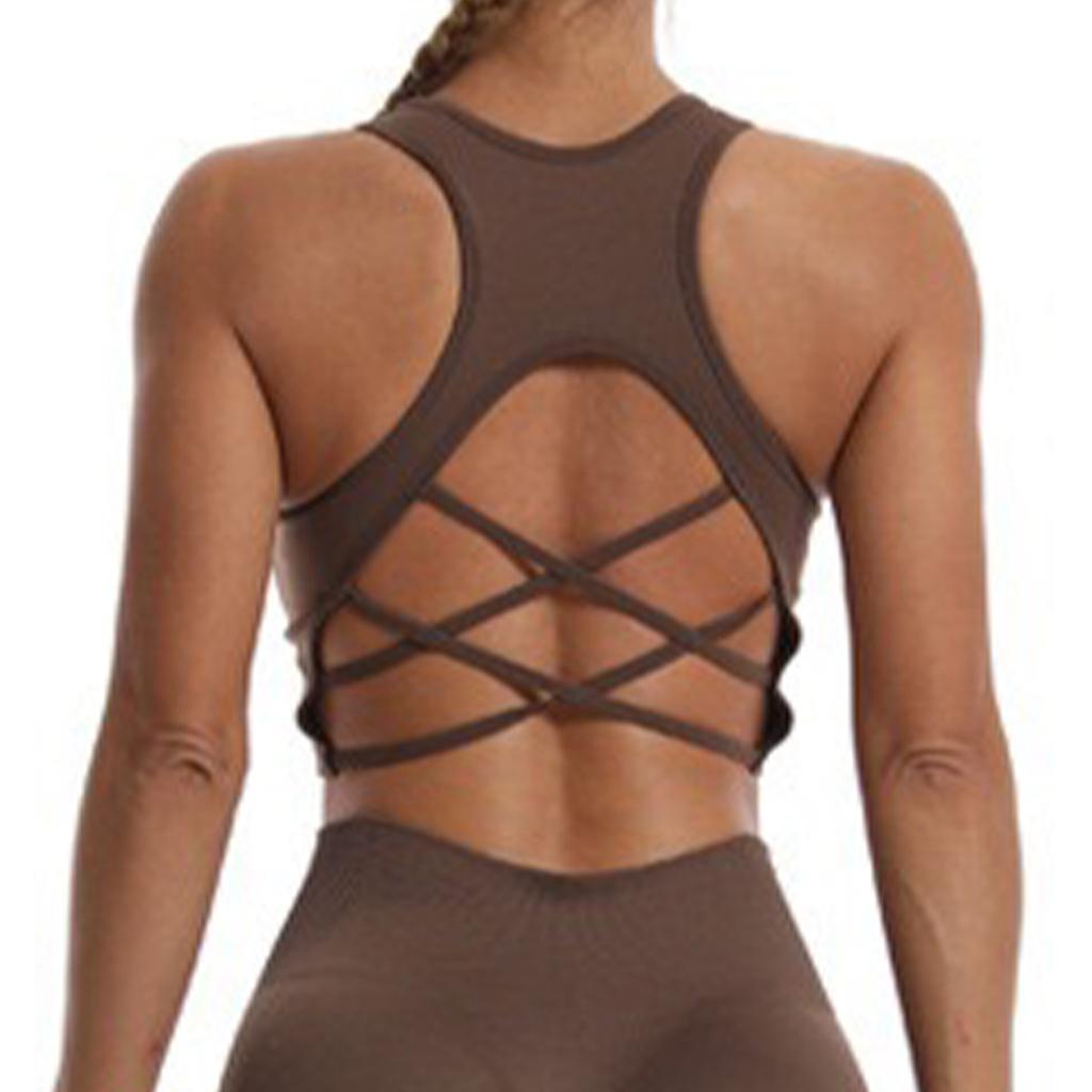 Women's Padded Yoga Tank Top: Stylish, Flattering, Back-Highlighting, Fitness, Sports Bra, Shock-Absorbing, Running Crop Top
