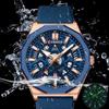 CURREN Mens Watches New Blue Leather Waterproof Luminous Quartz Wrist Watches Luxury Bracelet Men Calendar Watch Relojes Hombre