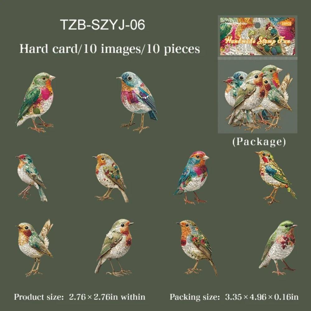 Handmade Hard Card Handmade Stamp Sticker Leaves Bird Butterfly DIY Journal Material Vintage Style Creative Sticker Craft