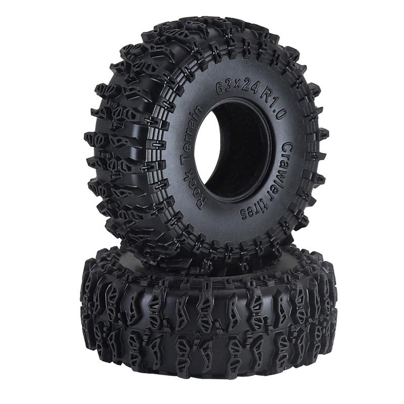 1.0inch Tires 63x24mm 1/24 Rc Crawler Truck Car Parts For Axial Scx24 Axi00001 Axi00002 Gladiator 1/18 Traxxas Trx4m Fms Fcx24
