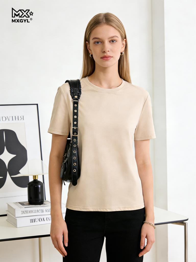 Women T-shirts 2026 Summer Tops Solid Short Sleeve Loose O-neck Casual Ladies Shirts Harajuku Korean Woman Tshirts