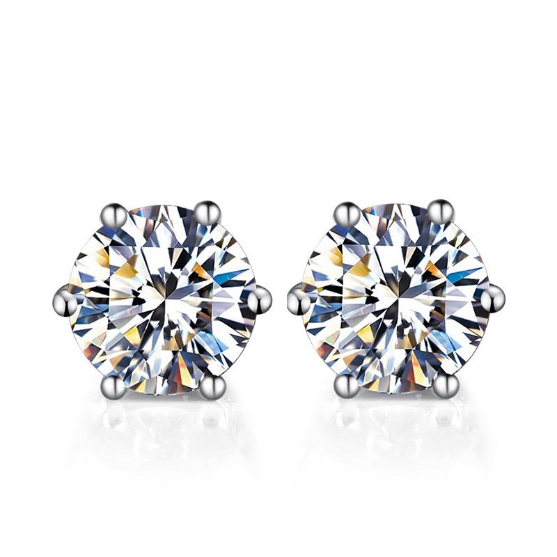 Elegant Six-Prong Moissanite Stud Earrings - 1.5 Carat Total