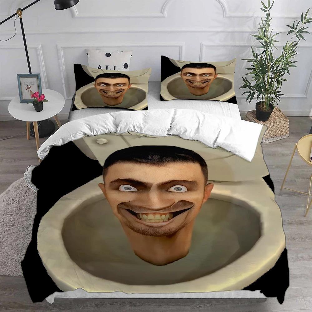 Skibidi Toilet & Arale Bedding Set - Duvet Cover + Pillowcase (2-3PCS, Queen/King Size for Kids/Adults)