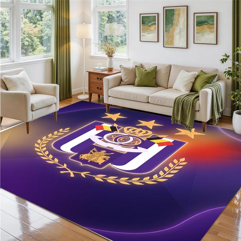 Anderlecht FC Design Crystal Velvet Rug Soft Decorative Mat for Bedroom Entrance