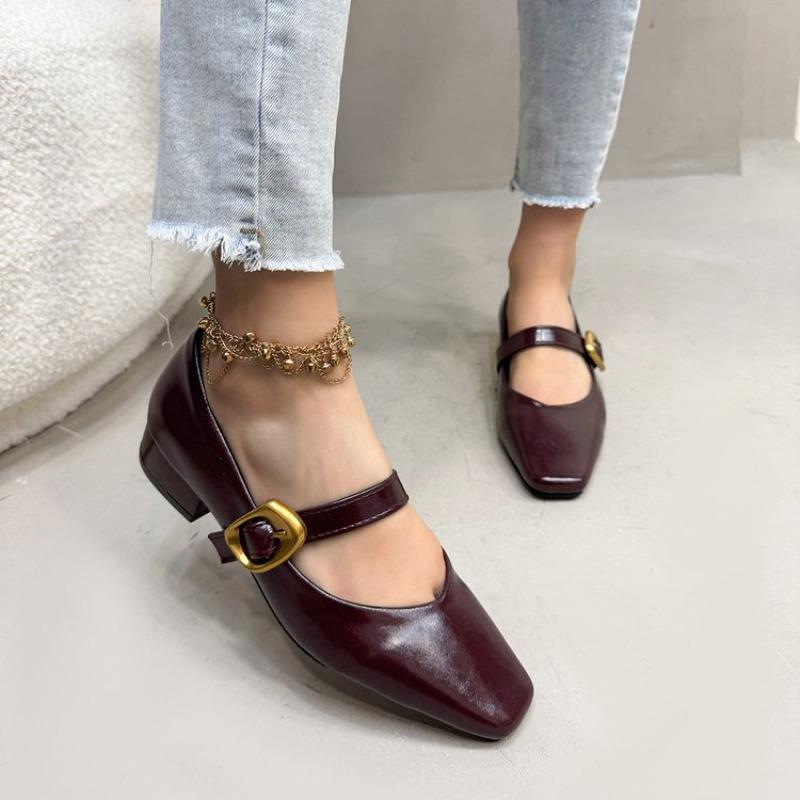 Fashion 2025 New Size INS Brand Women Ballet Flats Shoes Soft Real Leather Pumps Shoes for Woman Strap Wedding T-Strap Heel Shoes