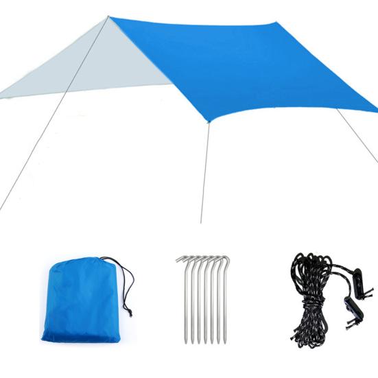 

Водонепроницаемая палатка для кемпинга, водонепроницаемая, устойчивая к ультрафиолетовому излучению, простая установка, компактная палатка, брезент, навес для путешествий на открытом воздухе с набором гвоздей синий