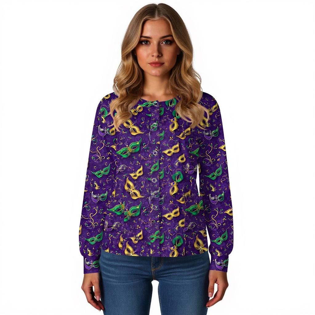 Women's Casual Long-sleeved Single-breasted Printed Protective Clothing Cardigan Top