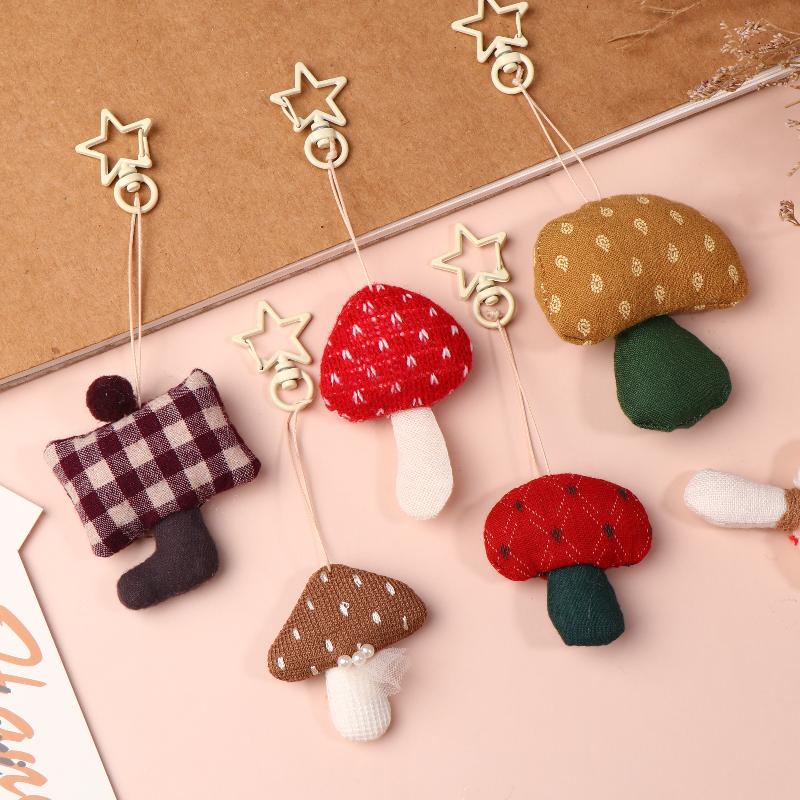 Waldstoff Pilz Schlüsselanhänger Taschenanhänger Schlüsselring Einfach Alles-Passend Taschen Dekoration Zubehör