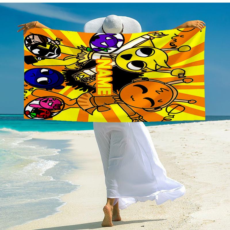 Custom Name Ultra-Soft Beach Towel with Sprunki Theme,Ideal for Pool - Camping, Diving - Perfect Travel Essential, Vibrant Beach Towel.