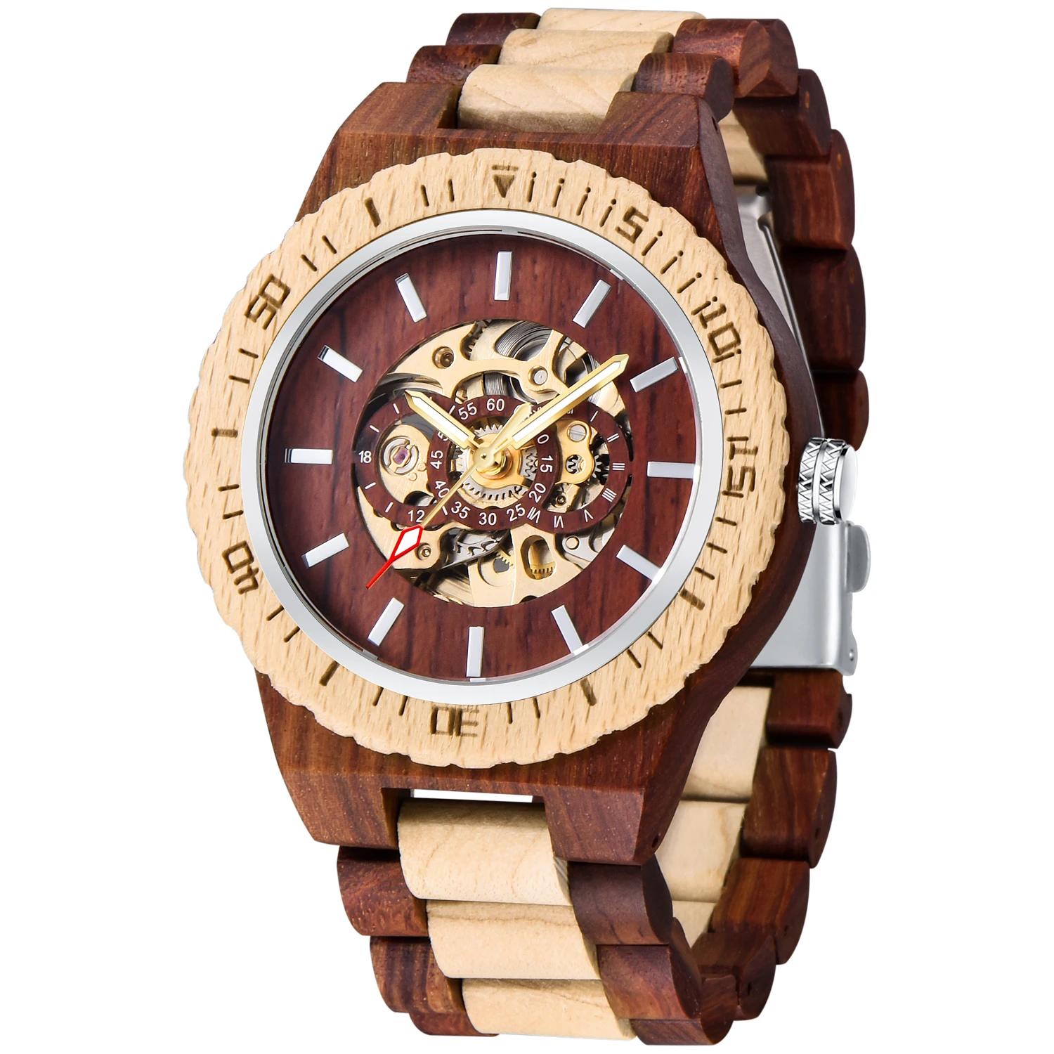 

Brown Hollow Luxury Design Men s Mechanical Watch Casual Fashion Accessories Wristwatch Chronograph Reloj De Madera