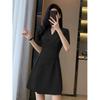 Summer New Office Lady Elegant Fashion Waist Dress Femme Short Sleeve Temperament Solid Robe Vestidos De Fiesta Women's Clothing