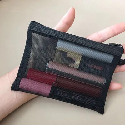 Organizer Portable Wash Lipstick Toiletry Sanitary Napkin Storage Bags Black Mesh Makeup Bag Girl Women's Cosmetic Bag