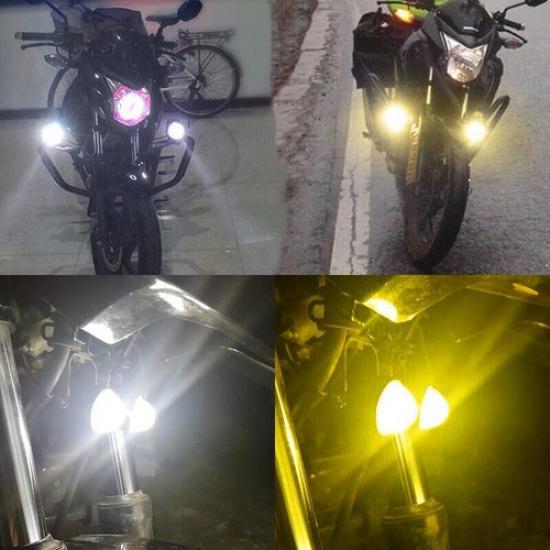 2Pcs Motorcycle Headlight Universal LED Headlamp Projector Lens Dual Spotlight