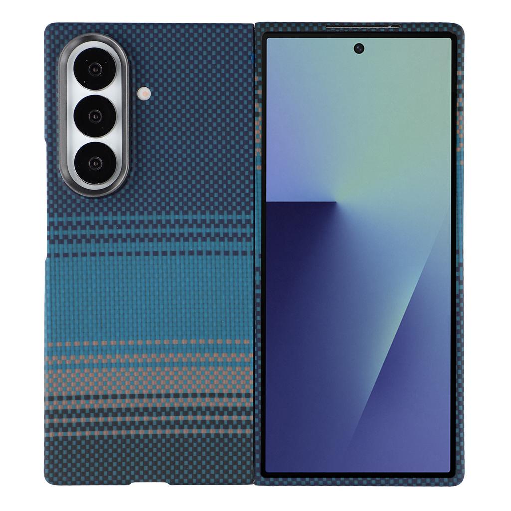 Pro Samsung Galaxy Z Fold7 5G Pouzdro Gradientní Aramidové Vlákno Magnetický Kryt na Telefon s Kovovým Rámečkem Objektivu