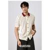 Casual Striped Polo Shirt for Men Summer Business Non-Iron Slim Fit Gentleman Thin Knitted Striped Short Sleeve T-Shirt