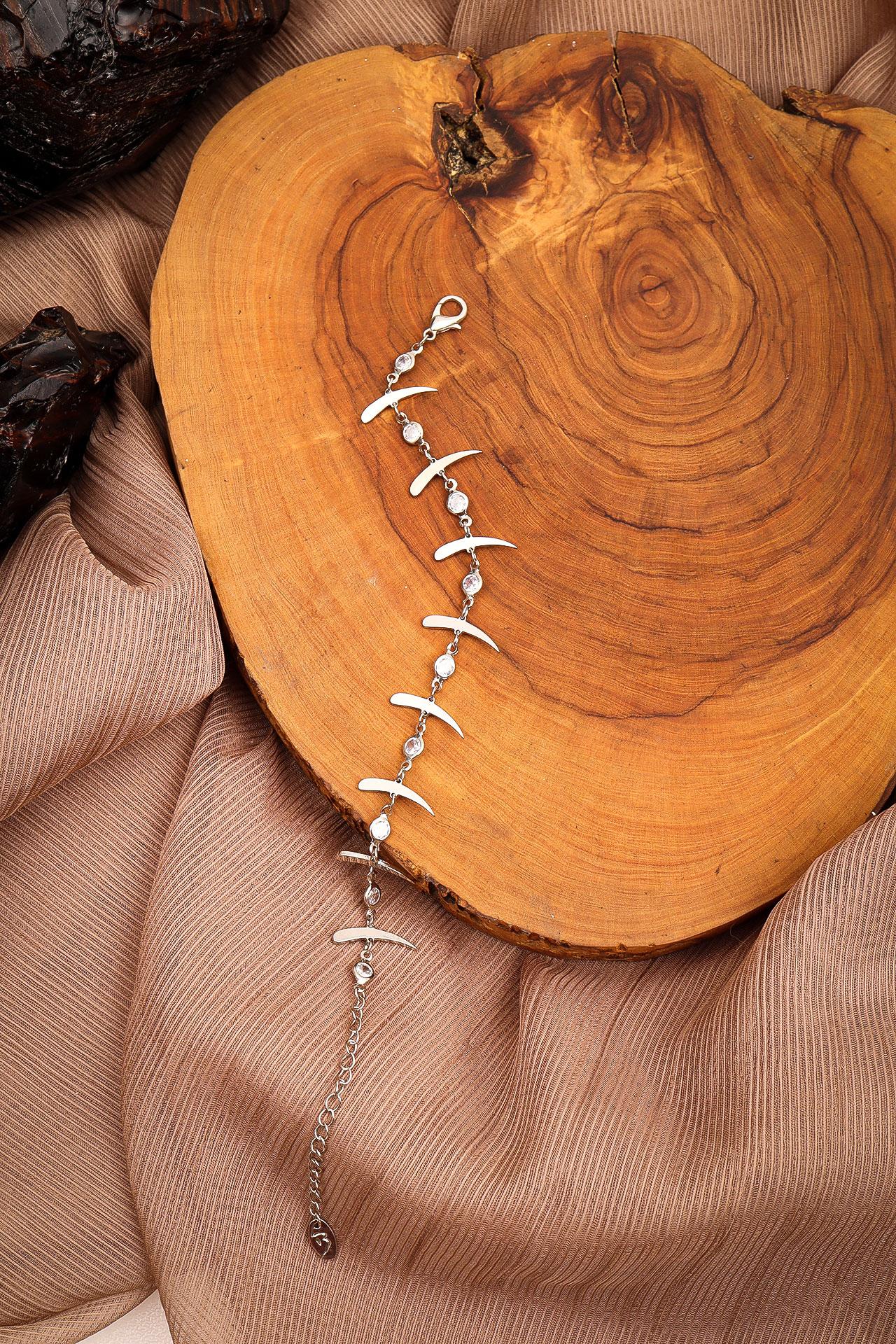 

Цирконовый камень Fishbone Модель Серебряный браслет цвета