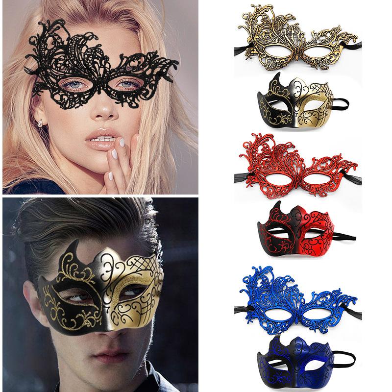 2 Pcs Elegant Black Lace Masquerade Mask Set For Couples Perfect For Venetian Party Mardi Gras And Halloween Celebrations