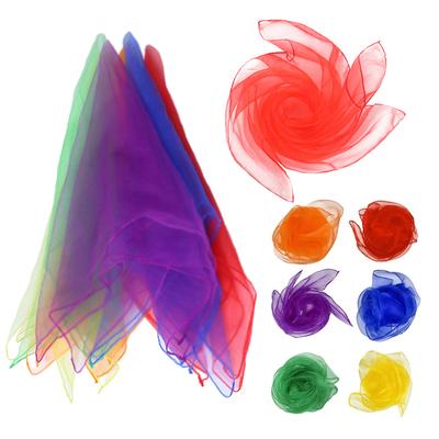 6 Solid Colors Thin Chiffon Nylon Silk Scarf Magic Show Performance Dance Candy Square Scarf Transparent Neckerchief Shawl