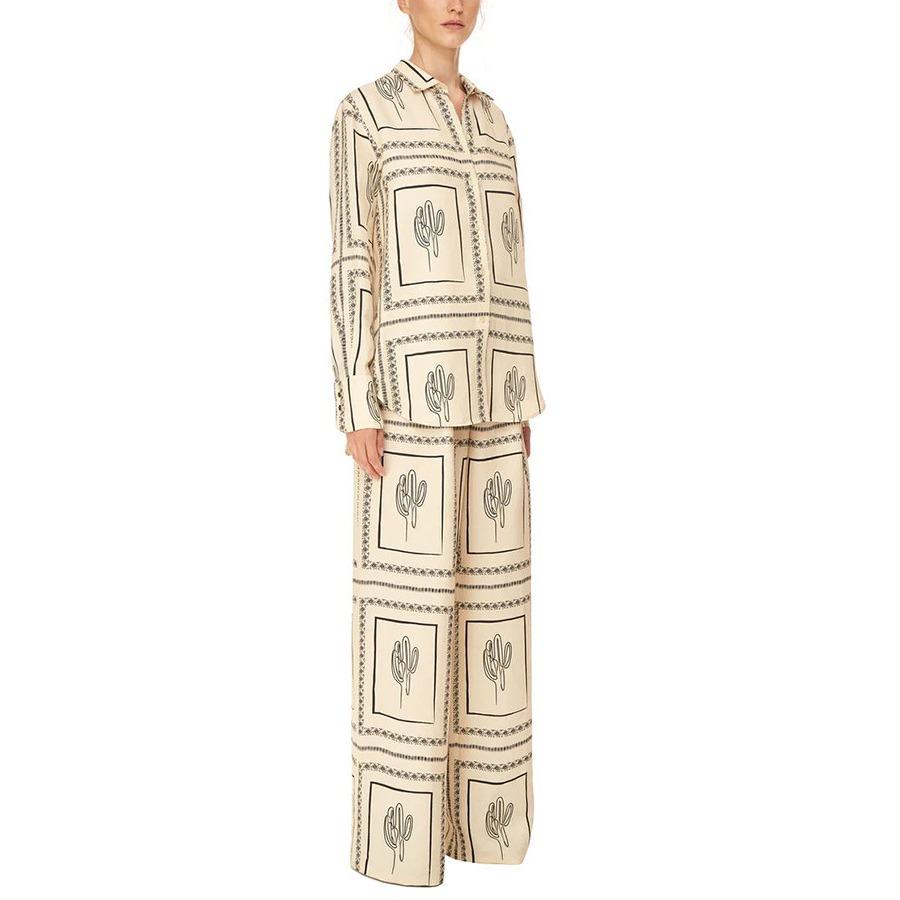 IHUASU Printed Long Sleeve Shirt + Trousers Two Sets of Home Wear
