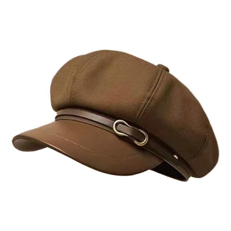 Retro British Style Beret For Women Versatile Octagonal Newsboy Cap For Big Head Circumference Spring Autumn Hat Women's Hat