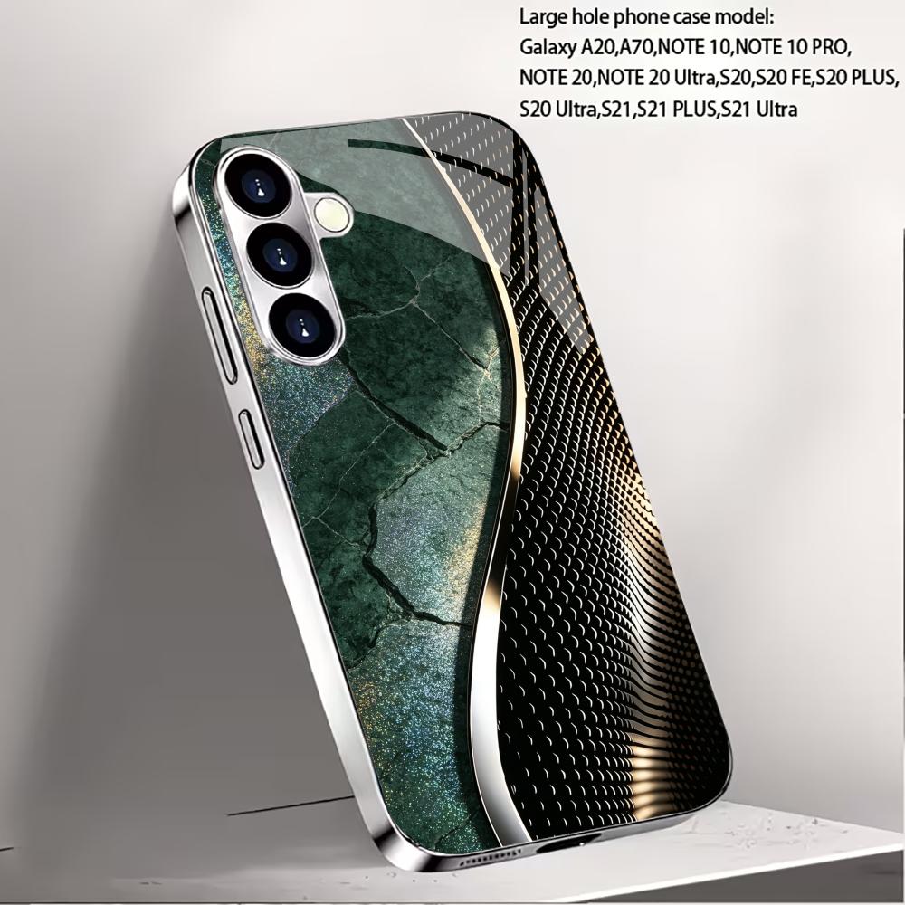 Luxury Green Marble Pattern phone case glass s26 ultra case s25 ultra case for Samsung Galaxy S26 S25 S24 S23 S22 FE Ultra Plus