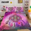 Dream Catcher Duvet Cover Set King Size Pink Boho DreamCatcher Bedding Set for Kids Teen Microfiber Bohemian Feather Quilt Cover
