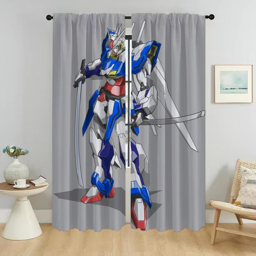 Gundams Home Interior Curtains for Living Room Window Curtain Tulle for Bedroom Shades Halloween Decoration Curtains 2 Pieces