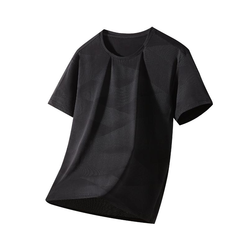 Ice Silk T-shirt Men's Ice Silk Large Size Round Neck T-shirt Men's Casual Sports T-shirt Cool Feeling Men's Plus Size