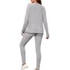 Completo due pezzi da donna, Nuova moda autunnale, Casual, Temperamentale, Largo, Girocollo, Righe a costine, Set in maglia
