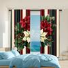 2Pcs Christmas Vintage Flower Polyester Material Window Curtains Rod Pocket Design For Living Room Bedroom Kitchen And Office