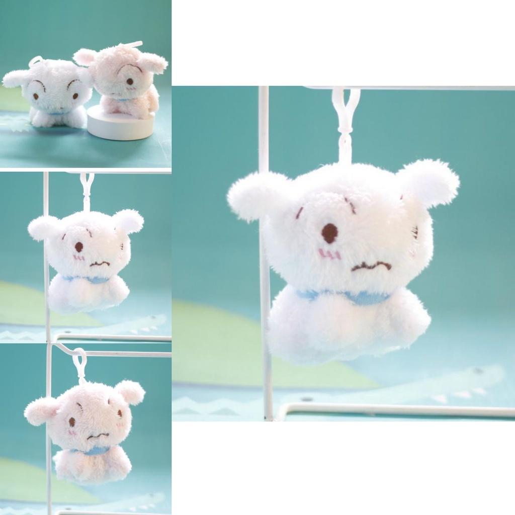 Cute Dog Plush Toy Keychain Bag Charm Pendant White/pink 12cm Height